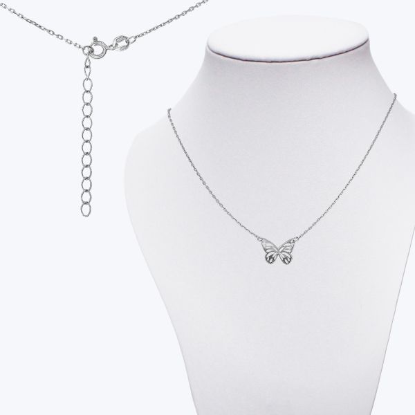 Кольє срібне "Метелик" родоване 004