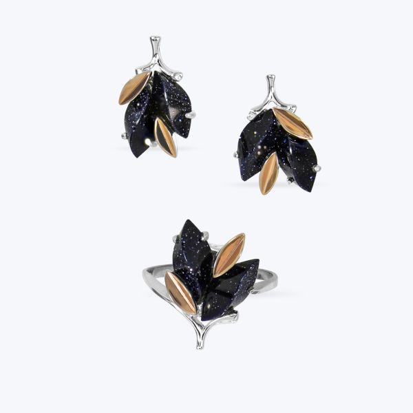 Комплект срібний з золотою накладкою "Весна" 011