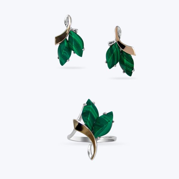 Комплект срібний з золотою накладкою "Дебют" 013