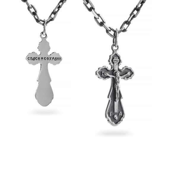 Срібний хрест чернений з роп'яттям 904