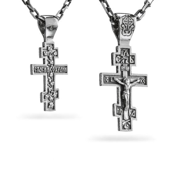 Срібний хрест чернений з роп'яттям 909