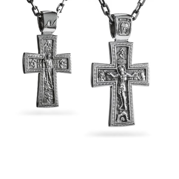 Срібний хрест з розп'яттям чернений 979