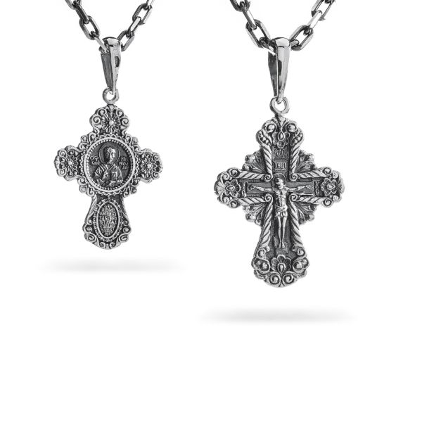 Срібний хрест чернений з розп'яттям 992