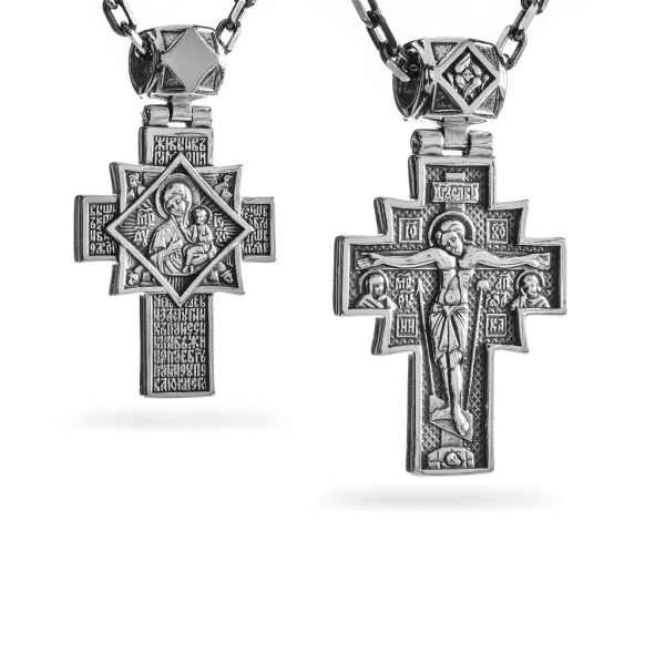 Срібний хрест чернений з розп'яттям 913