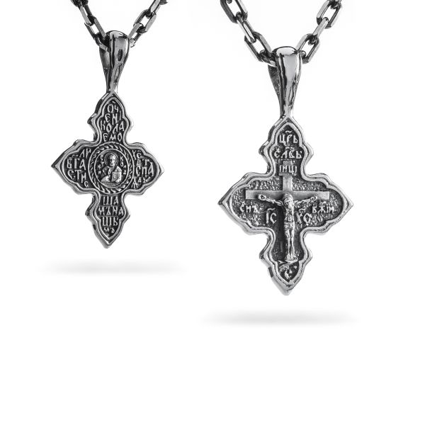 Срібний хрест чернений з розп'яттям 872