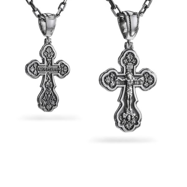 Срібний хрест чернений з розп'яттям 932