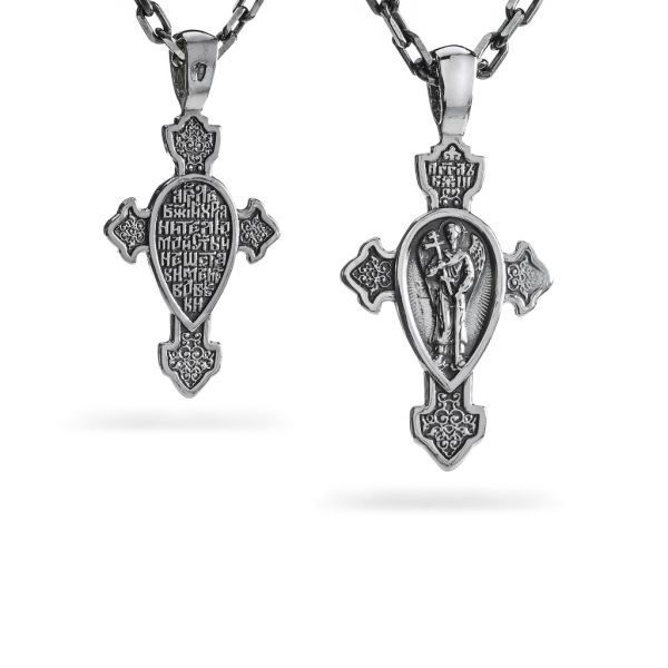 Срібний хрест чернений з відображенням святого Архангела Михаїла 943