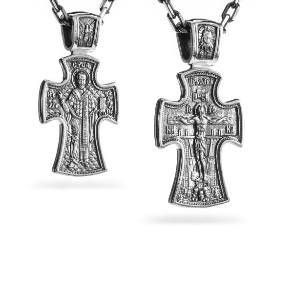 Срібний хрест чернений з розп'яттям 912