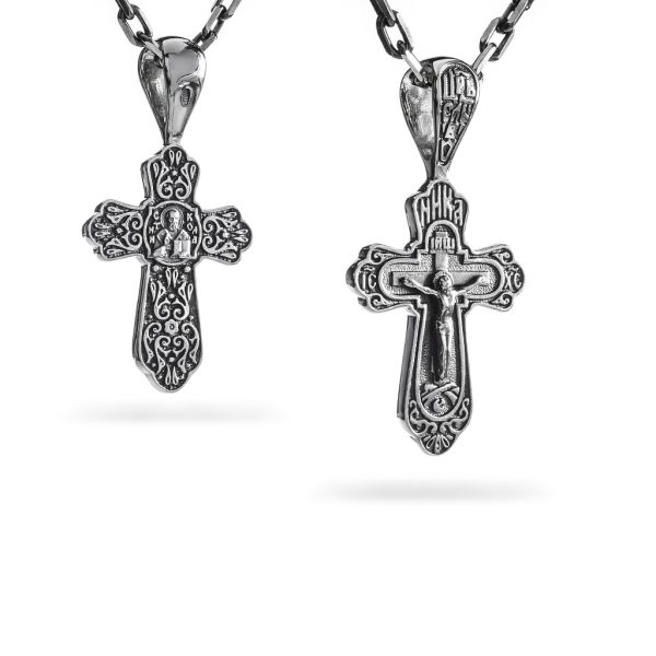 Срібний хрест чернений з розп'яттям 870