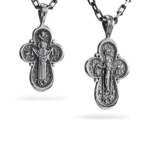 Срібний хрест чернений з розп'яттям 901