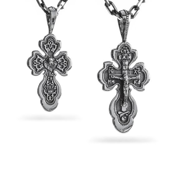 Срібний хрест чернений з розп'яттям 907