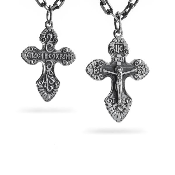 Срібний хрест чернений з розп'яттям 906