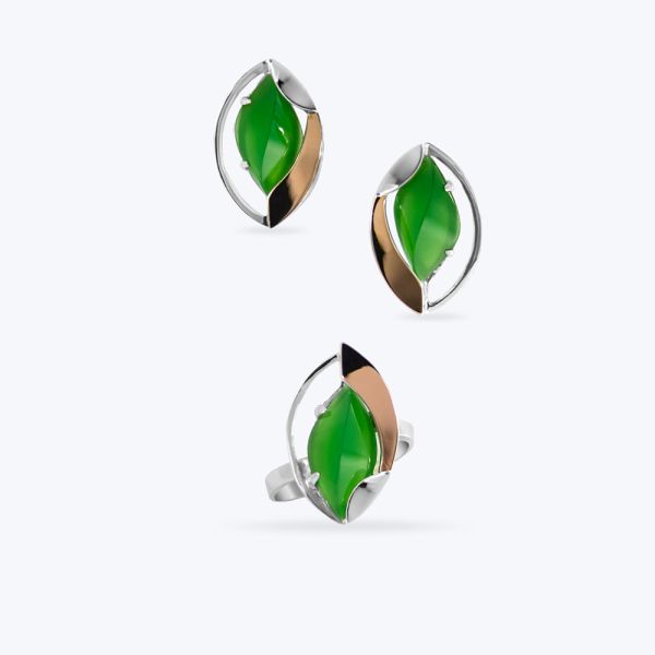 Комплект срібний з золотою накладкою "Лілія" 080