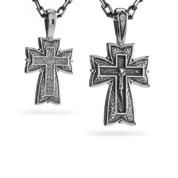 Срібний хрест чернений з розп'яттям 966