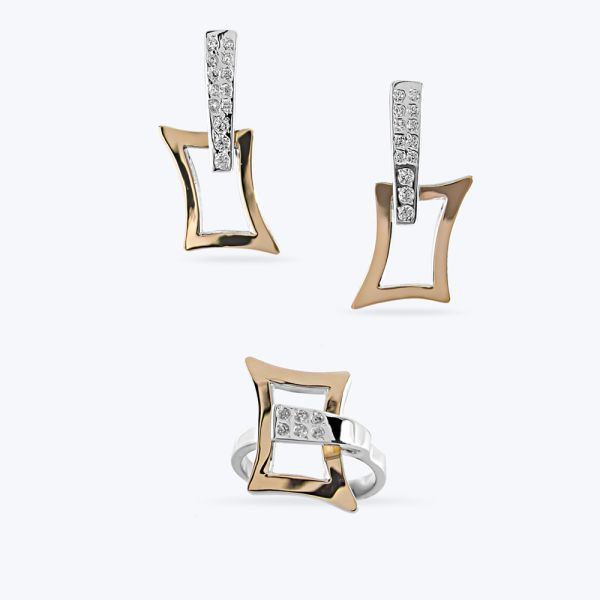 Комплект срібний з золотою накладкою арт. 112