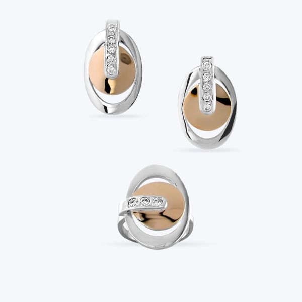 Комплект срібний з золотою накладкою та фіанітами 149