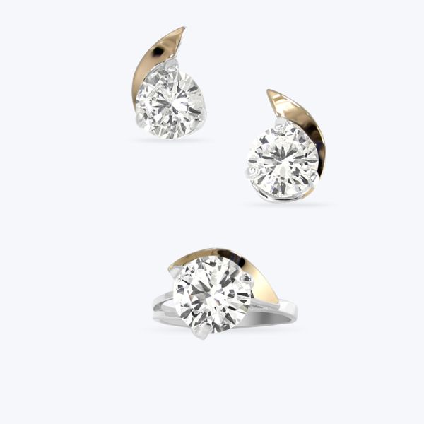 Комплект срібний з золотою накладкою і фіанітами rb156