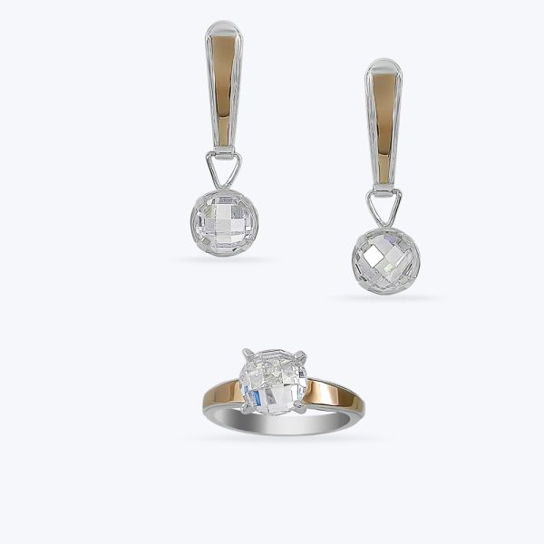 Комплект срібний з золотою накладкою та фіанітом 170