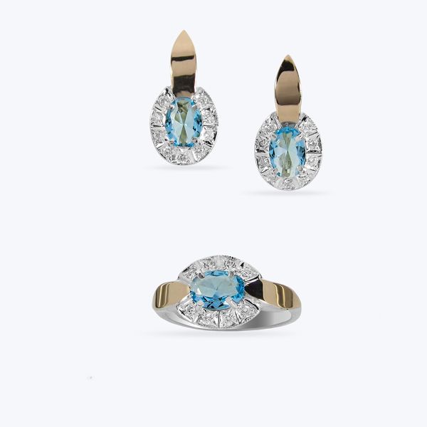 Комплект срібний з золотою накладкою та фіанітами 195