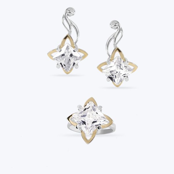 Комплект срібний з золотою накладкою та фіанітами 205