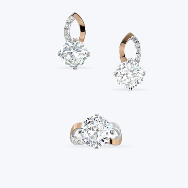 Комплект срібний  з золотою накладкою та фіанітами 207