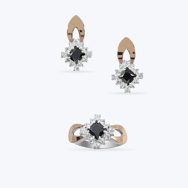 Комплект срібний з золотою накладкою та фіанітами 212