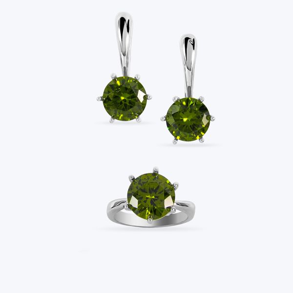 Комплект срібний родований з фіанітами 218