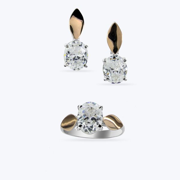 Комплект срібний з золотою накладкою і фіанітом 252