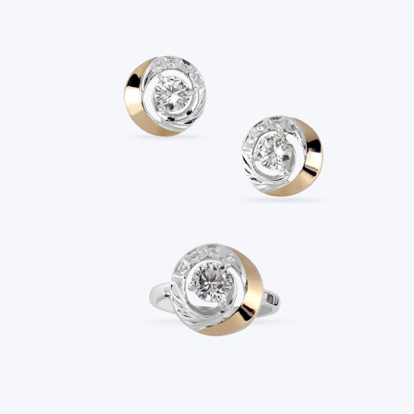 Комплект срібний з золотою накладкою і фіанітами 262