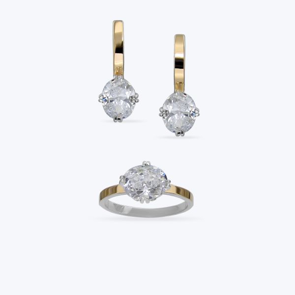 Комплект срібний з золотою накладкою та фіанітами 265