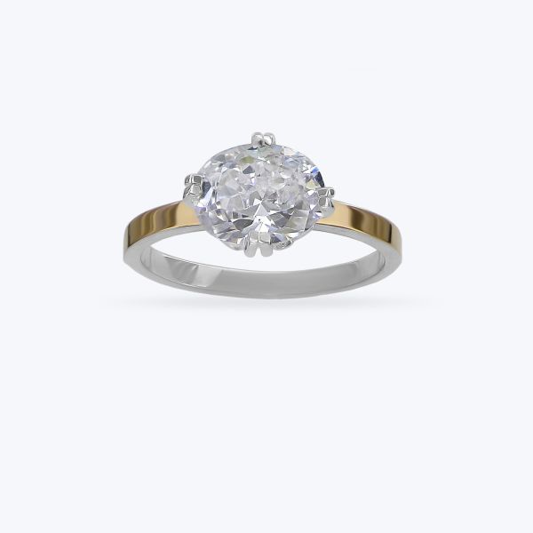 Срібна каблучка з золотою накладкою та фіанітом 265