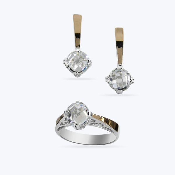 Комплект срібний з золотою накладкою та фіанітом 268