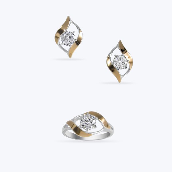 Комплект срібний з золотою накладкою та фіанітом 303