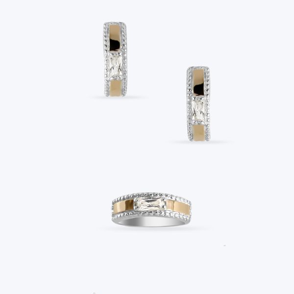 Комплект срібний  з золотою накладкою та фіанітами 307