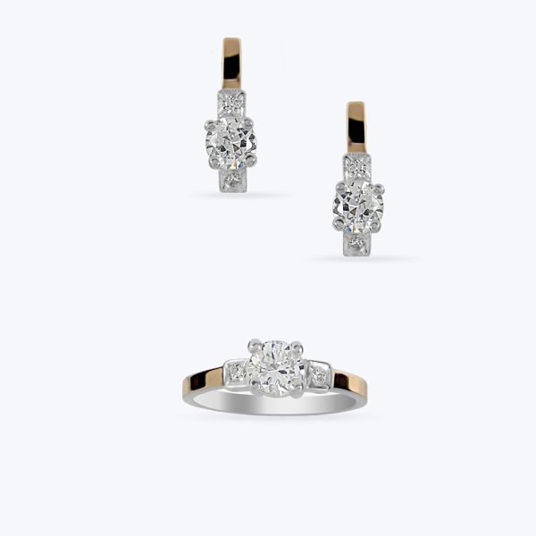 Комплект срібний з золотою накладкою та фіанітами 316