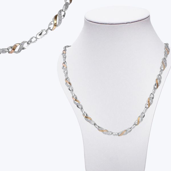 Кольє срібне з золотою накладкою та фіанітами324/20