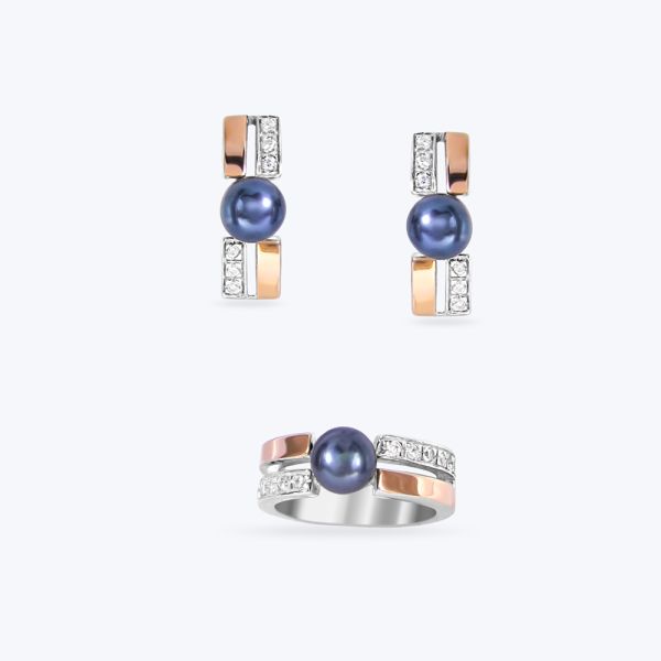 Комплект срібний  з золотою накладкою та фіанітами 327