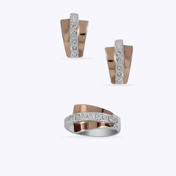 Комплект срібний з золотою накладкою та фіанітами 329