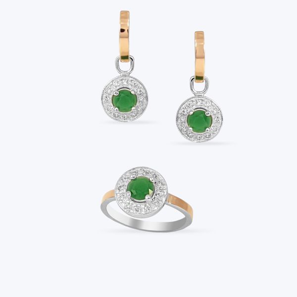 Комплект срібний з золотою накладкою і фіанітами 332