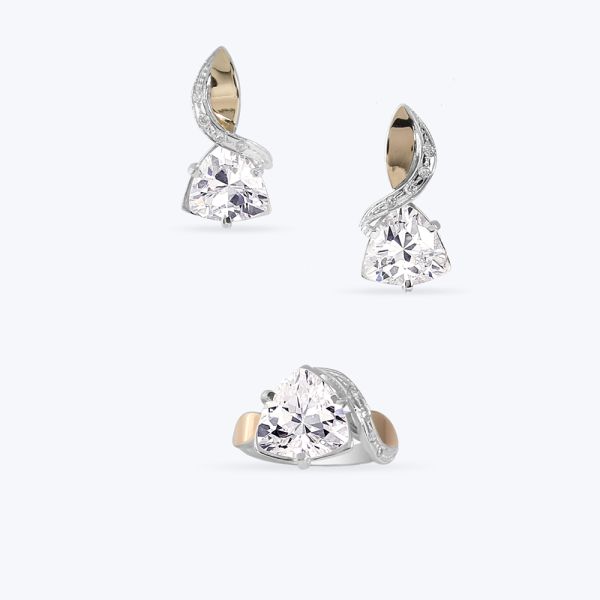 Комплект срібний з золотою накладкою та фіанітами 344