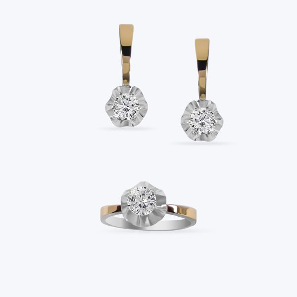 Комплект срібний з золотою накладкою та фіанітом 353