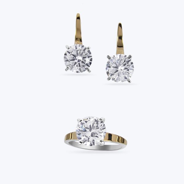 Комплект срібний з золотою накладкою та фіанітом 365