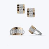 Комплект срібний з золотою накладкою та фіанітами 381