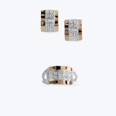 Комплект срібний з золотою накладкою та фіанітами 381