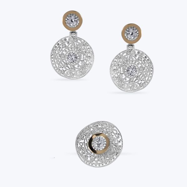 Комплект срібний з золотою накладкою та фіанітами 392