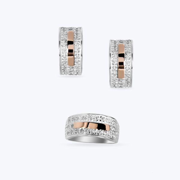 Комплект срібний з золотою накладкою та фіанітами 395