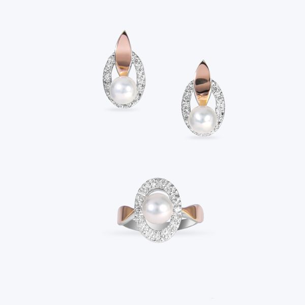 Комплект срібний  з золотою накладкою та фіанітами 417