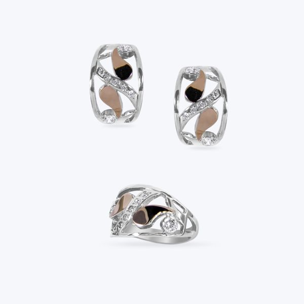 Комплект срібний з золотою накладкою та фіанітами 439