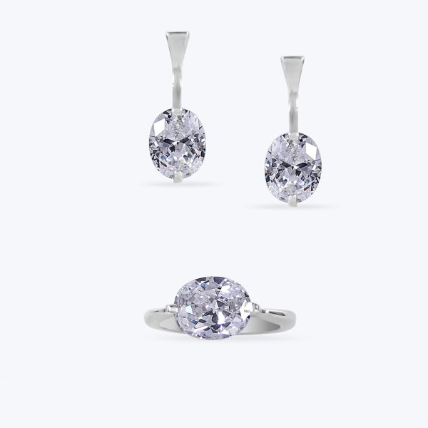 Комплект срібний з фіанітом покритий родієм 441