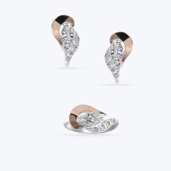 Комплект срібний з золотою накладкою та фіанітами 442